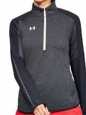 Under Armour women’s Coldgear Team Qualifier Hybrid gray/Black 1/2 Zip sweater